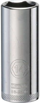 DeWALT DWMT86289OSP Drive Socket, 14 mm Socket, 1/4 in Drive, 6-Point, Steel, Polished Chrome Vanadium